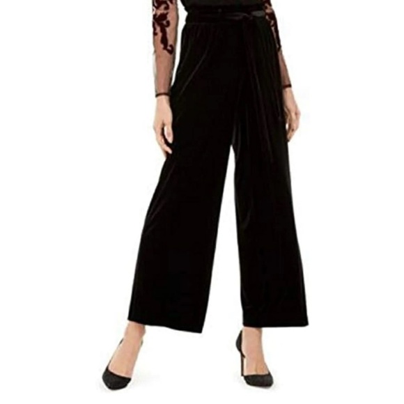 VELVET Party Pants High Waist Wide Leg Deep Black Size S/M NEW WITH TAGS - Picture 1 of 6